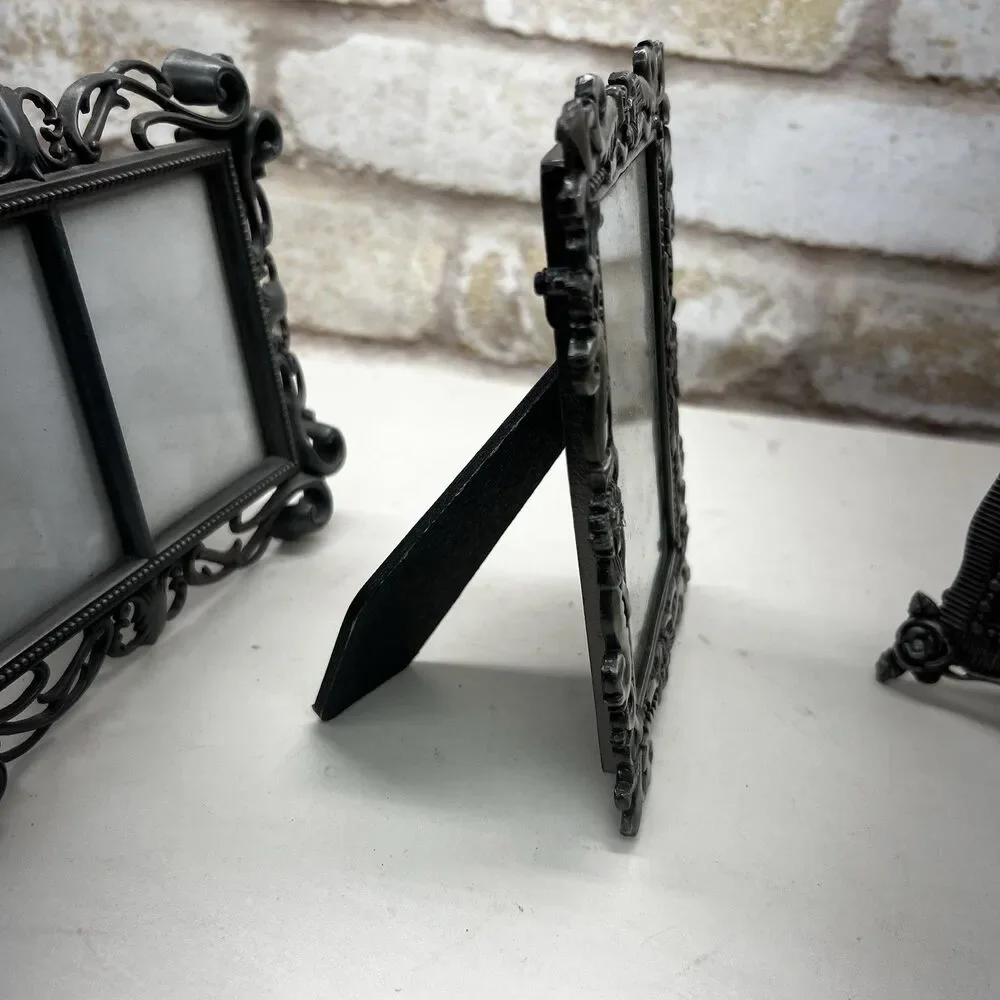 Vintage Mini Picture Frames Lot of 3 Ornate Metal Shabby Chic Decor 3.5x5